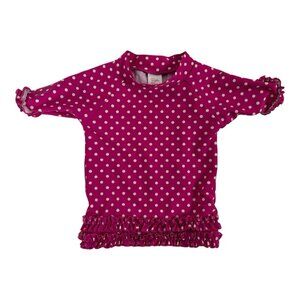 Ruffle Butts Rash Guard Swim Top Girls 18 - 24 Mos Swimsuit Pink Berry Polka Dot